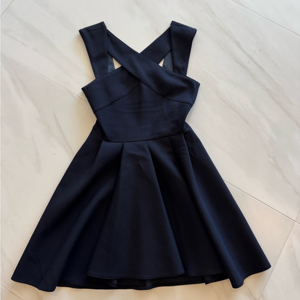 Maje Criss Cross Flare Cocktail Dress in Black